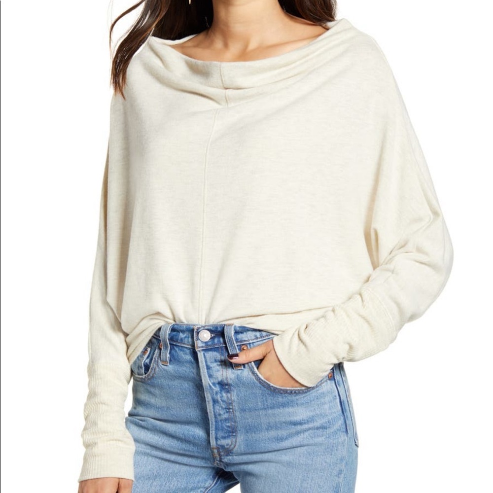 Treasure and bond slouchy off the shoulder sweater in oatmeal